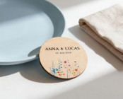 Platzkarten Hochzeit Holz Ø6cm | personalisiert | Wildblumenwiese