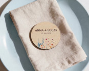 Platzkarten Hochzeit Holz Ø6cm | personalisiert | Wildblumenwiese