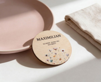 Wedding place cards wood Ø6cm | personalised | Poppy meadow design