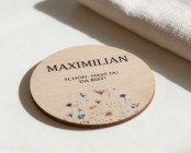 Wedding place cards wood Ø6cm | personalised | Poppy meadow design