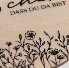Wedding place cards wood Ø6cm | personalised | Flower meadow – line art design