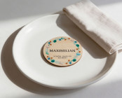 Platzkarten Ostern Holz Ø6cm | personalisiert | Frühlingskranz Frühlingsblau