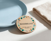 Platzkarten Ostern Holz Ø6cm | personalisiert | Frühlingskranz Frühlingsblau