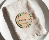 Platzkarten Ostern Holz Ø6cm | personalisiert | Frühlingskranz Frühlingsblau