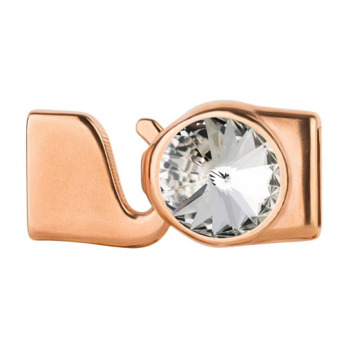 Hakenverschluss mit Rivoli 12mm Crystal (ID 10x2) rosegold 24K rosé vergoldet