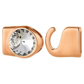 Hakenverschluss mit Rivoli 12mm Crystal (ID 10x2) rosegold 24K rosé vergoldet