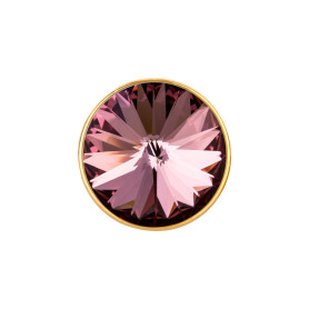 Cuenta redonda deslizable con Rivoli en Crystal Antique Pink 12mm (ID 10x2mm) de oro