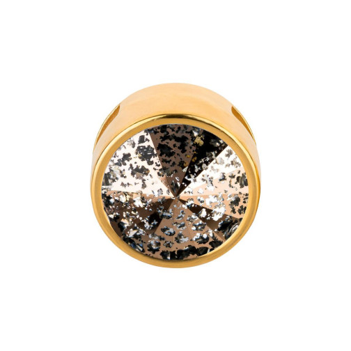 Slider gold 14mm (ID 10x2mm) mit Rivoli in Crystal Rose Patina 12mm 24K vergoldet
