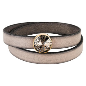 Slider gold 14mm (ID 10x2mm) mit Rivoli in Crystal Rose Patina 12mm 24K vergoldet