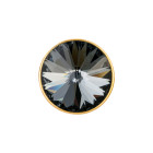 Slider oro 14mm (ID 10x2mm) con Rivoli in Crystal Silver Night 12mm 24K placcato oro