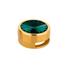 Cuenta redonda deslizable con Rivoli en Emerald 12mm (ID 10x2mm) de oro