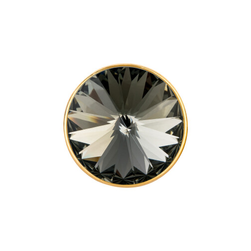 Slider mit Rivoli Black Diamond 12mm (ID 10x2mm) gold
