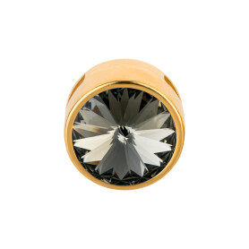 Slider mit Rivoli Black Diamond 12mm (ID 10x2mm) gold