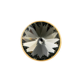 Slider with Rivoli Black Diamond 12mm (ID 10x2mm) gold