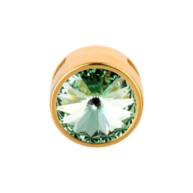 Slider goud 14mm (ID 10x2mm) met Rivoli in Chrysolite...