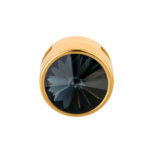 Slider oro 14mm (ID 10x2mm) con Rivoli in Graphite 12mm 24K placcato oro