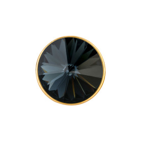 Slider oro 14mm (ID 10x2mm) con Rivoli in Graphite 12mm 24K placcato oro