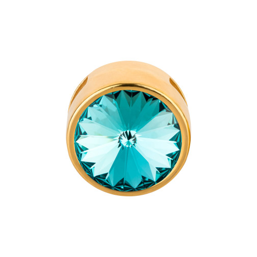 Slider dorado 14mm (ID 10x2mm) con Rivoli en Light Turquoise 12mm 24K dorado