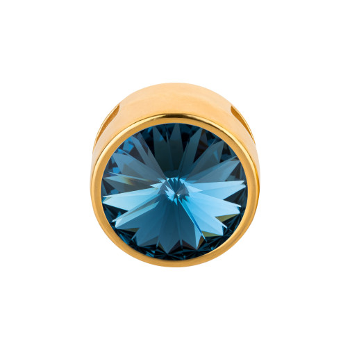 Slider dorado 14mm (ID 10x2mm) con Rivoli en Denim Blue 12mm 24K dorado
