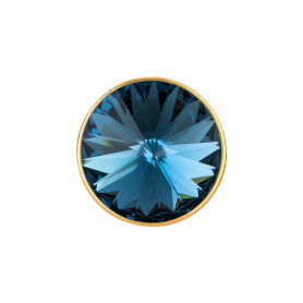 Slider dorado 14mm (ID 10x2mm) con Rivoli en Denim Blue 12mm 24K dorado