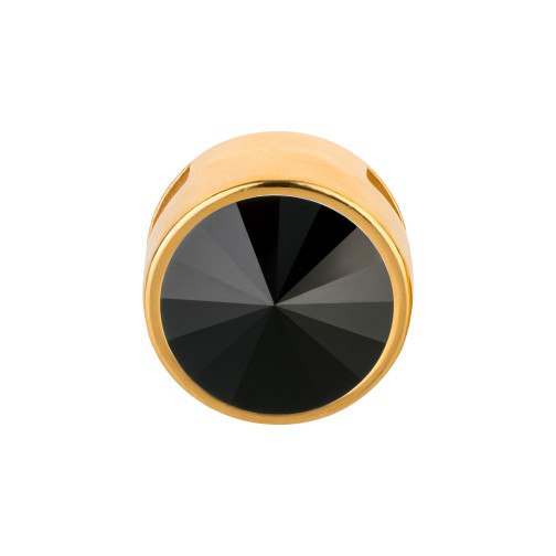 Slider doré 14mm (ID 10x2mm) avec Rivoli en Jet 12mm 24K doré