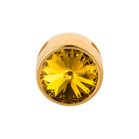 Slider oro 14mm (ID 10x2mm) con Rivoli in Sunflower 12mm...