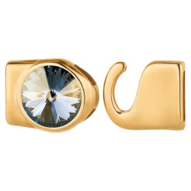 Hakenverschluss mit Rivoli 12mm Crystal Blue Shade (ID 10x2) gold 24K vergoldet
